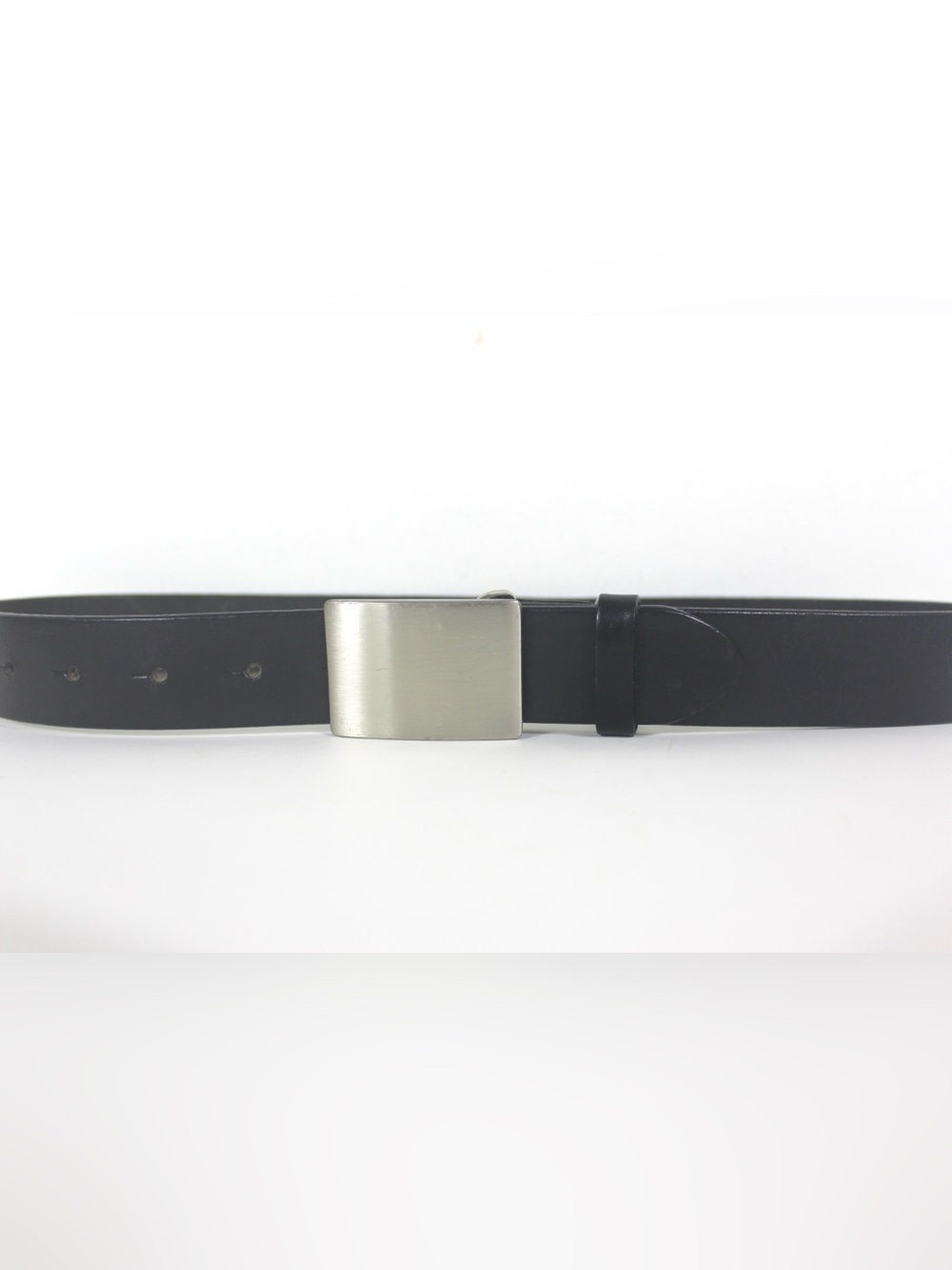 25”-29” GAP Vintage Black Thick Leather Work Belt Square Silver Buckle